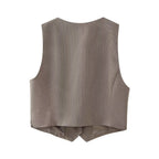 Women's French Ptripe Suit Vest Trousers Suit