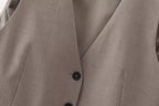 Women's French Ptripe Suit Vest Trousers Suit