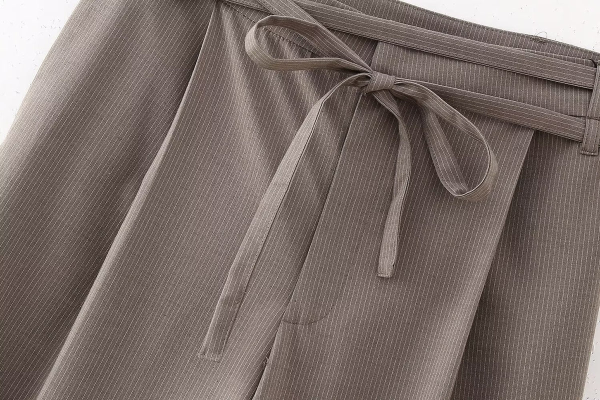 Women's French Ptripe Suit Vest Trousers Suit