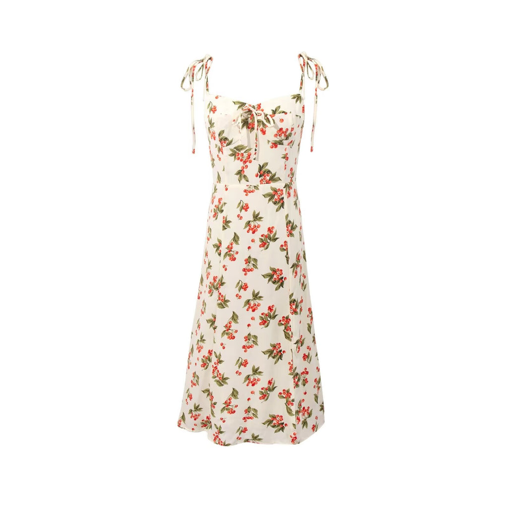 Women's Smocked Floral V-Neck Midi Dress