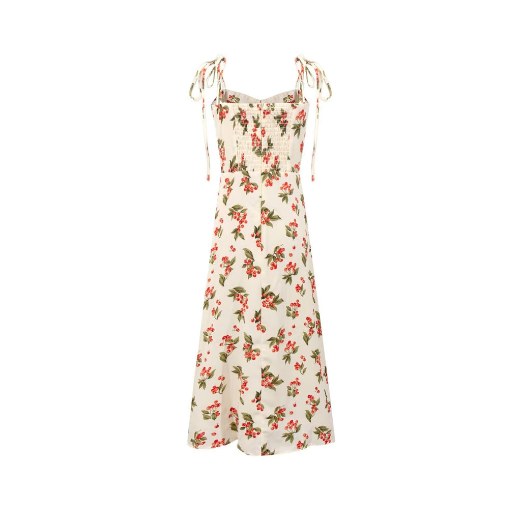 Women's Smocked Floral V-Neck Midi Dress