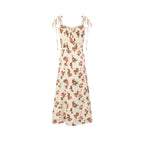 Women's Smocked Floral V-Neck Midi Dress