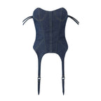 's Retro Denim Design Slim Fit Sleeveless Top Cropped Short Vest