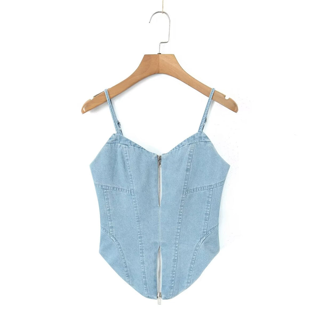 Women's Denim Two-Piece Skirt Set