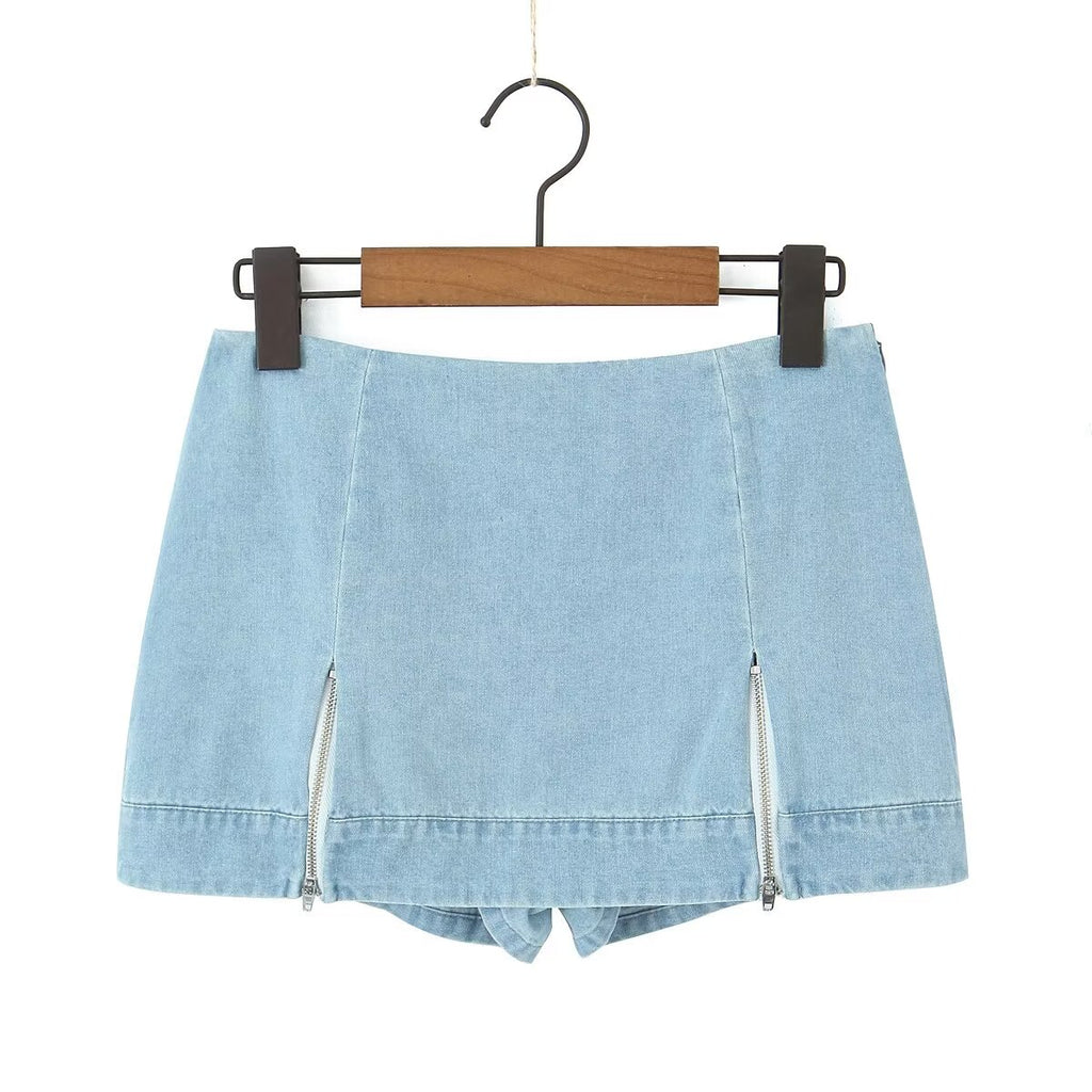 Women's Denim Two-Piece Skirt Set