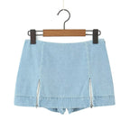 Women's Denim Two-Piece Skirt Set