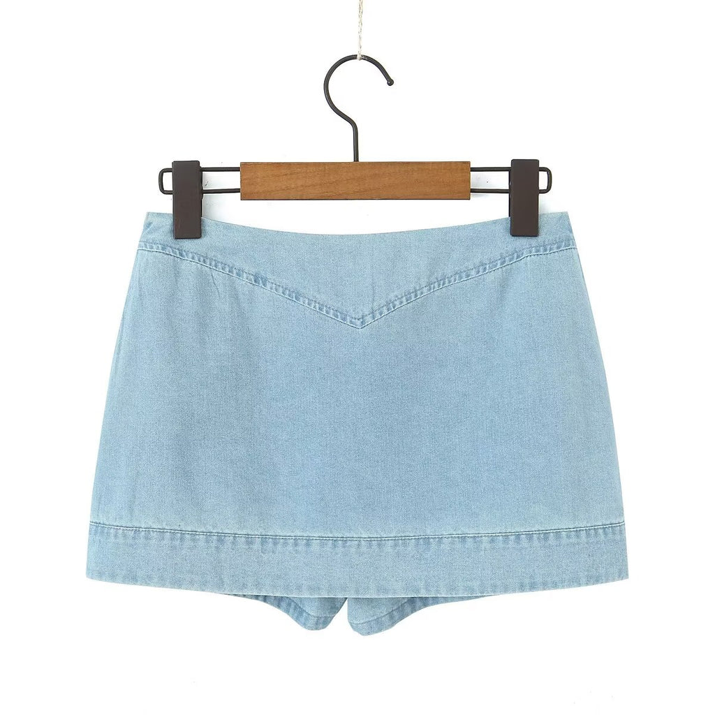 Women's Denim Two-Piece Skirt Set