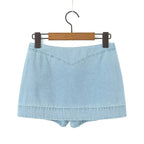Women's Denim Two-Piece Skirt Set