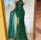 Color Sequined Fairy Long Sleeveless Slim Mid Length Evening Dress