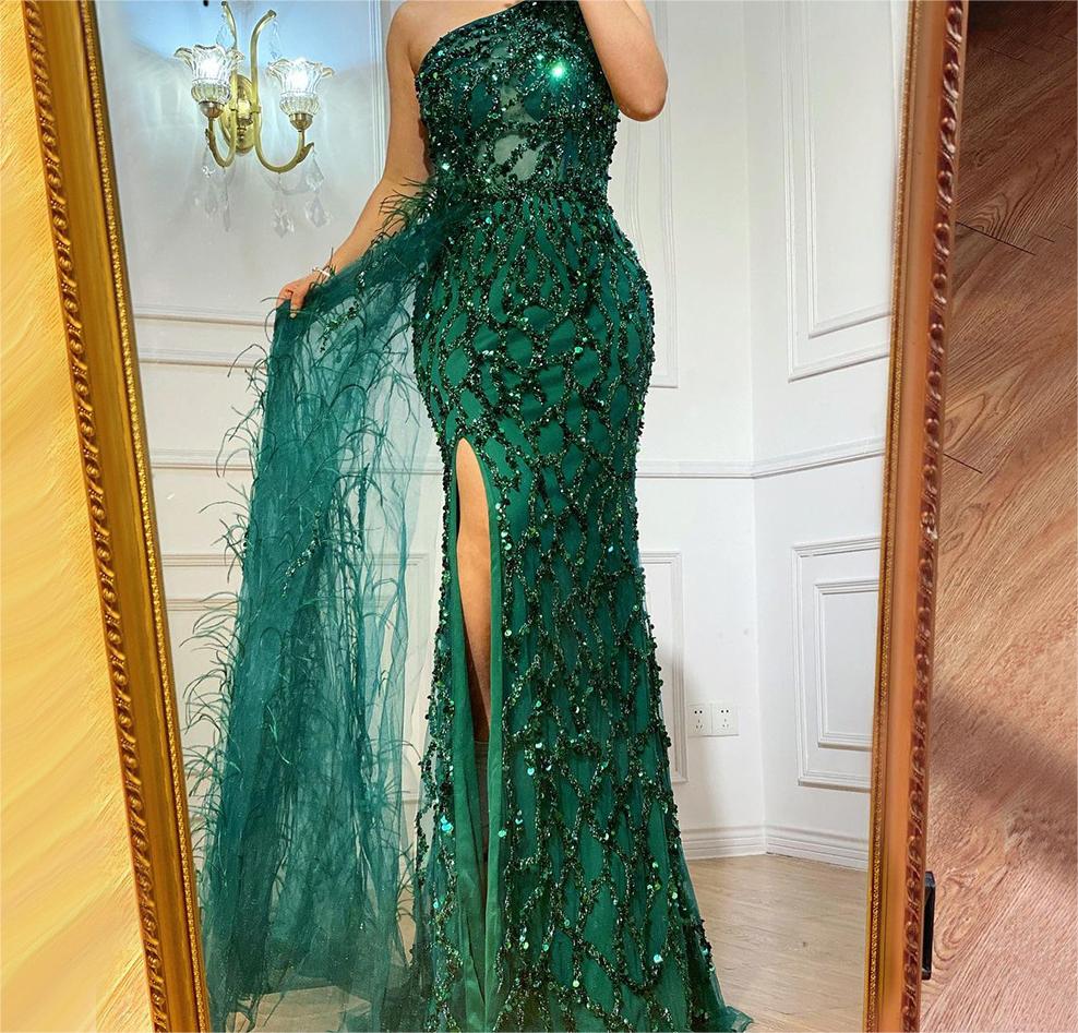 Color Sequined Fairy Long Sleeveless Slim Mid Length Evening Dress
