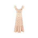 Women's Ruffle-Trim Floral Square-Neck Midi Dress