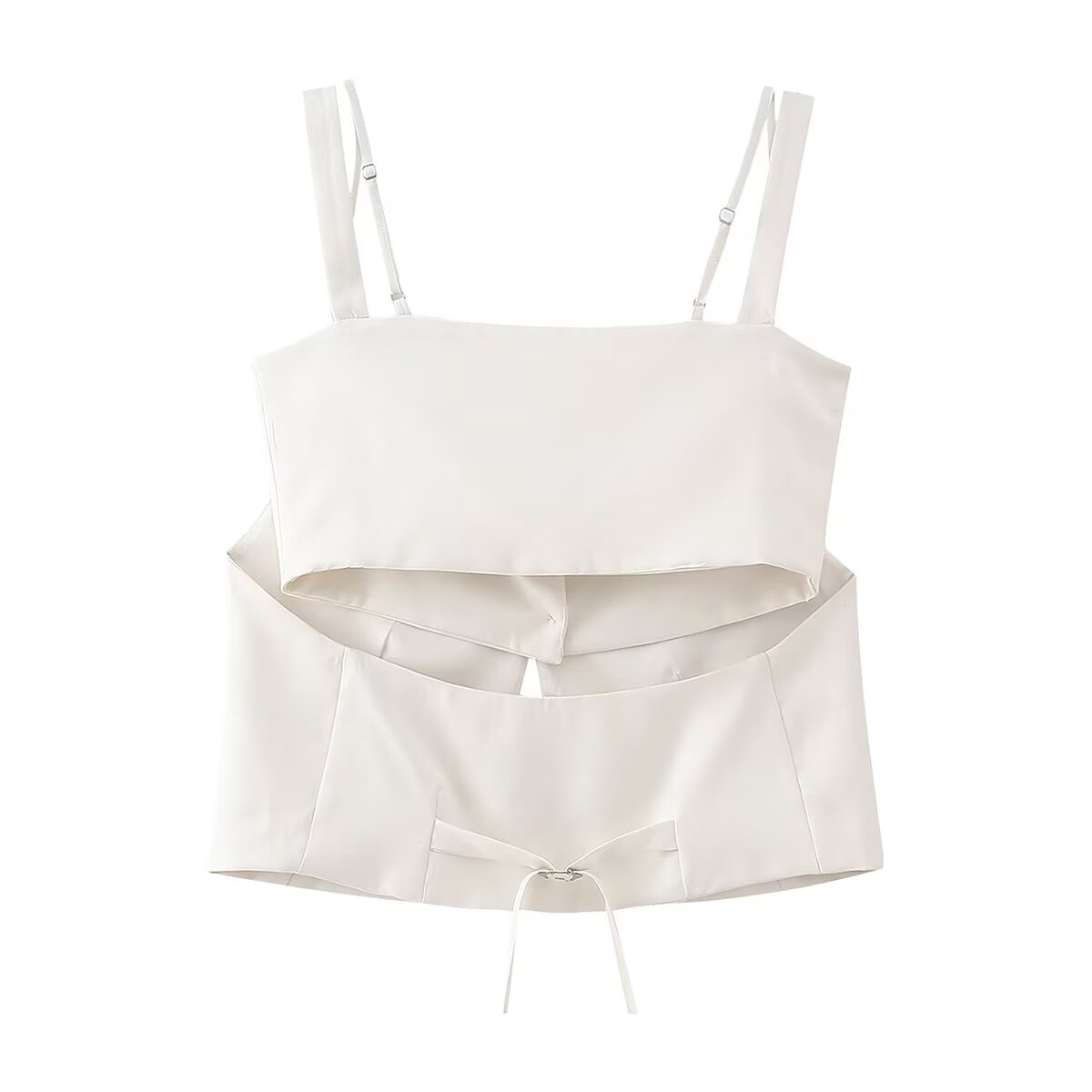 's Casual Simple Buttons Decorative Sling Vest Two Piece Set Top