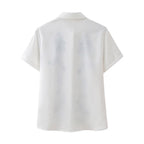 Fashionable Embroidered Short-Sleeve Shirt Pull Out Shorts Two-Piece Set