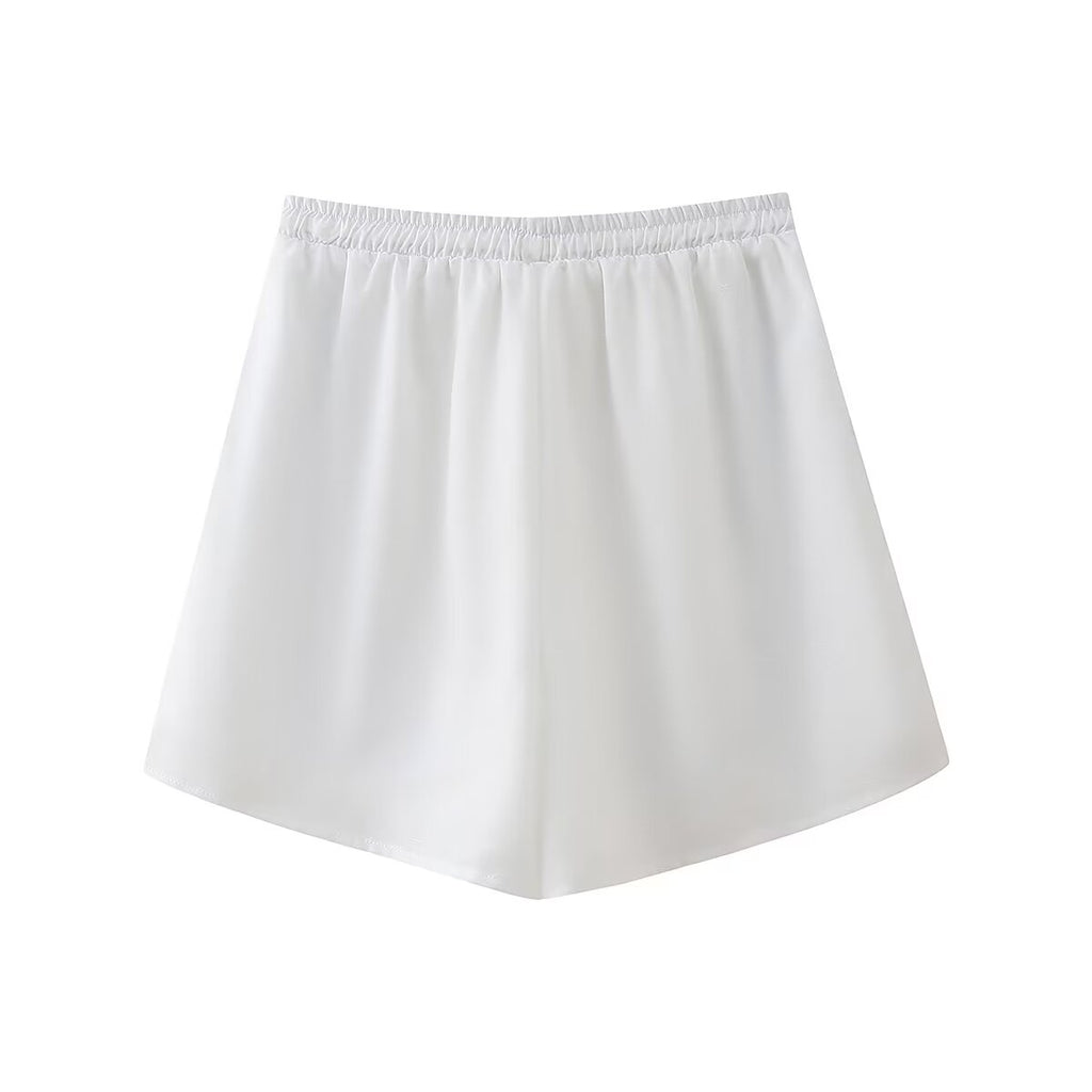 Fashionable Embroidered Short-Sleeve Shirt Pull Out Shorts Two-Piece Set