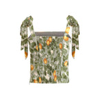 Fruit Print Lace-Up Crop Top