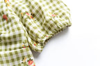 Women's Green Plaid Smocked Cropped Top