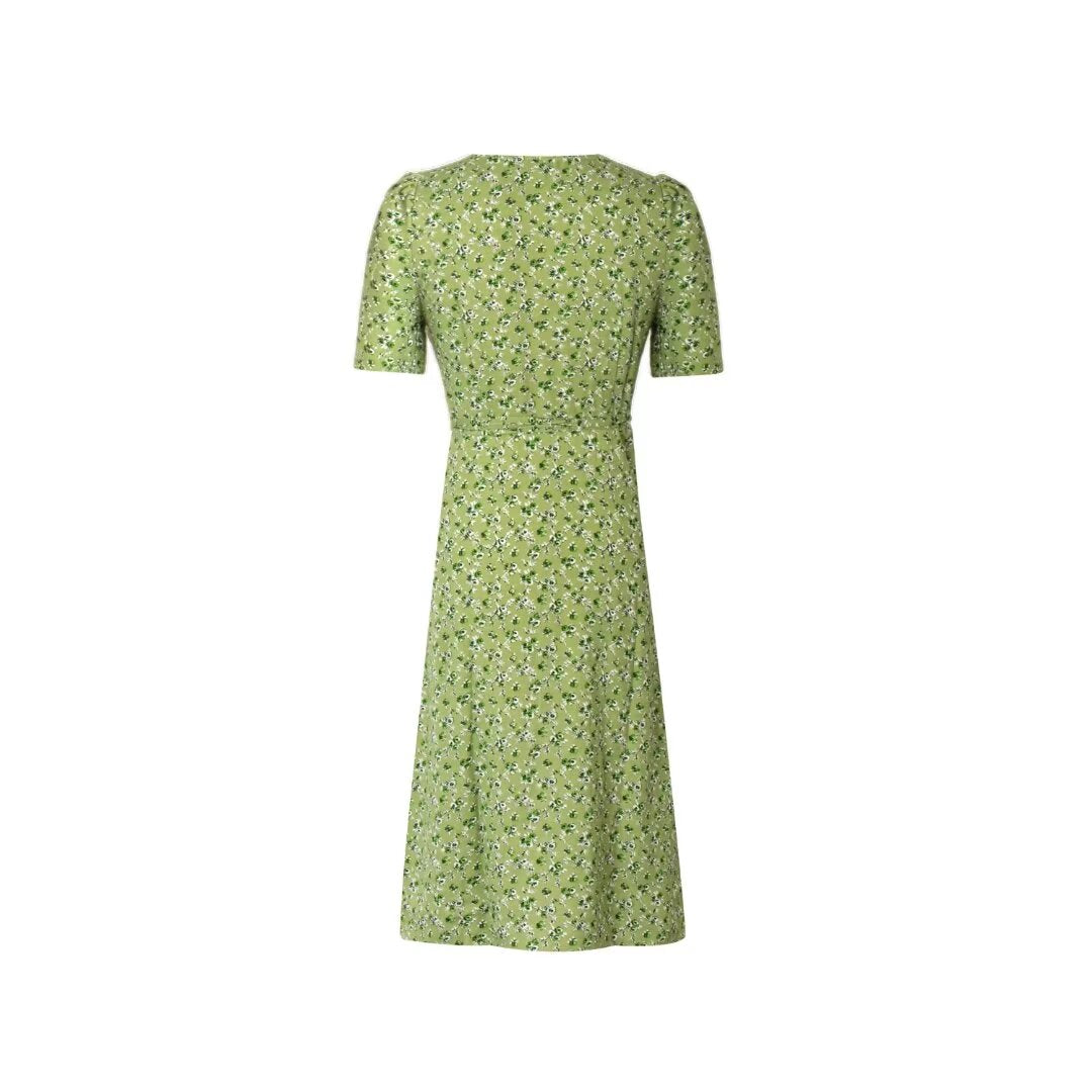 Women's Floral V-Neck Wrap Midi Dress