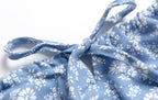 Women’s Blue Floral Backless Pleated Crop Camisole
