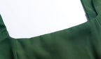 Women's Green Lace-Up Cami Slit A-Line Midi Dress