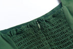 Women's Green Lace-Up Cami Slit A-Line Midi Dress