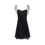 Women's Early Spring Vacation Simple Black Basic Casual Lace Up Strap Dress