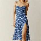 Women's Retro V Neck Polka Dot Dress