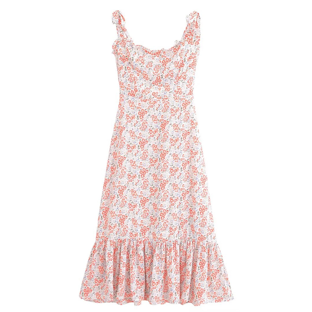 Women's Women Clothing French Small Floral Print Slim Slimming Large Cami Dress