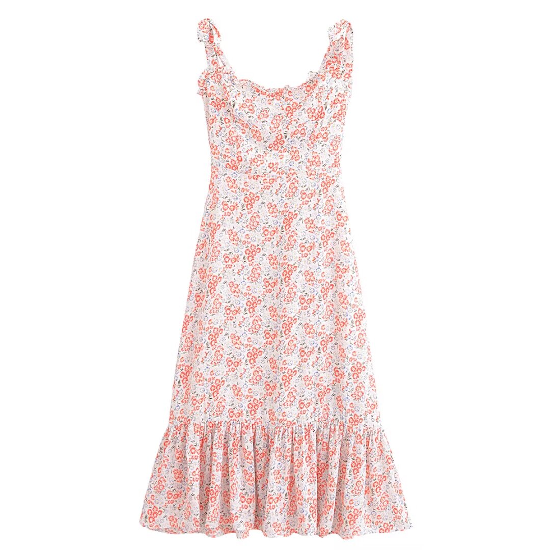 Women's Women Clothing French Small Floral Print Slim Slimming Large Cami Dress