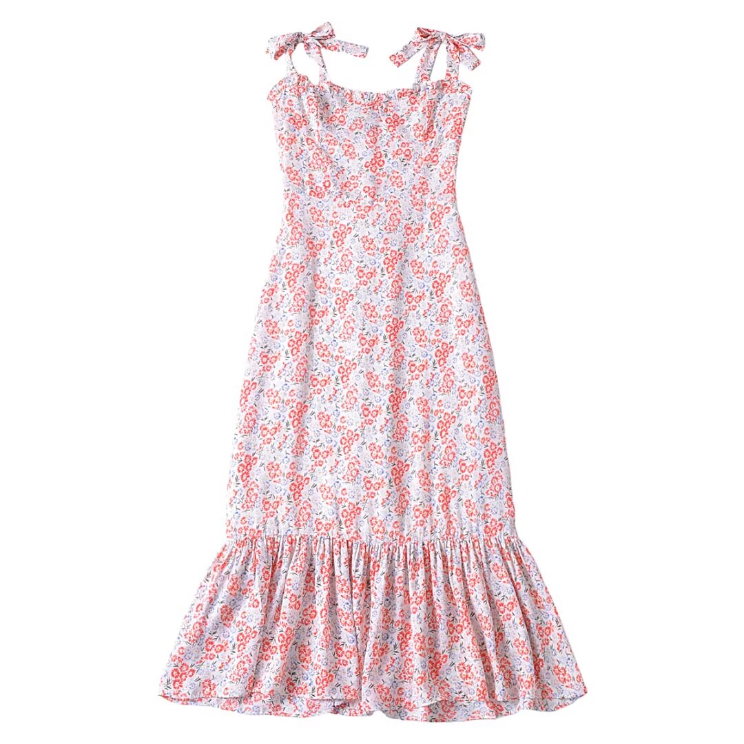 Women's Women Clothing French Small Floral Print Slim Slimming Large Cami Dress