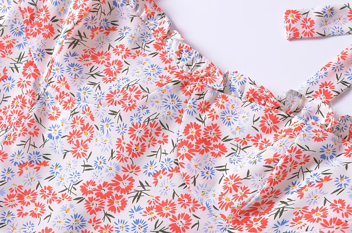 Women's Women Clothing French Small Floral Print Slim Slimming Large Cami Dress