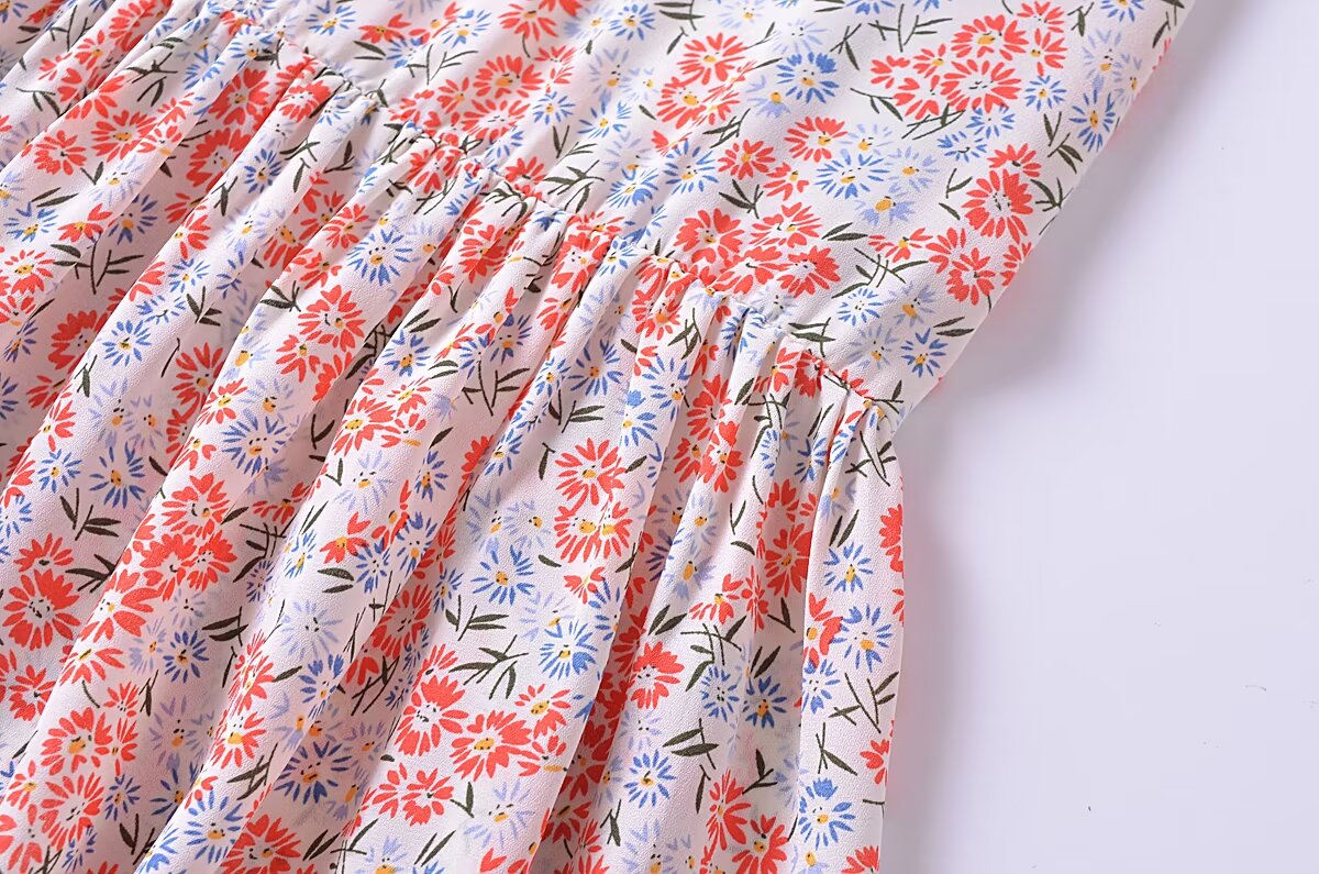 Women's Women Clothing French Small Floral Print Slim Slimming Large Cami Dress