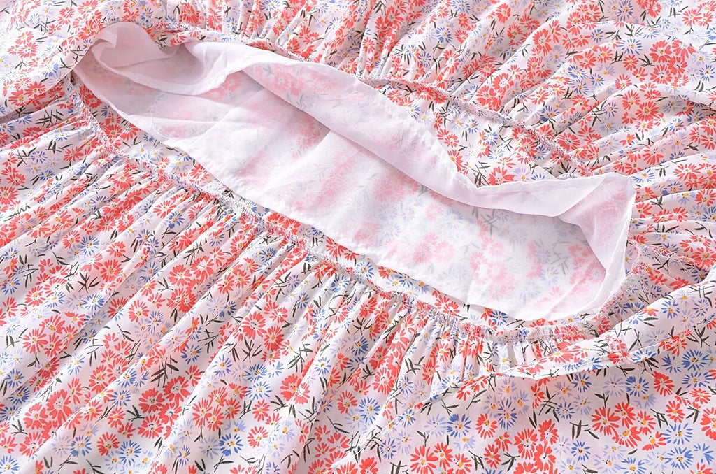 Women's Women Clothing French Small Floral Print Slim Slimming Large Cami Dress