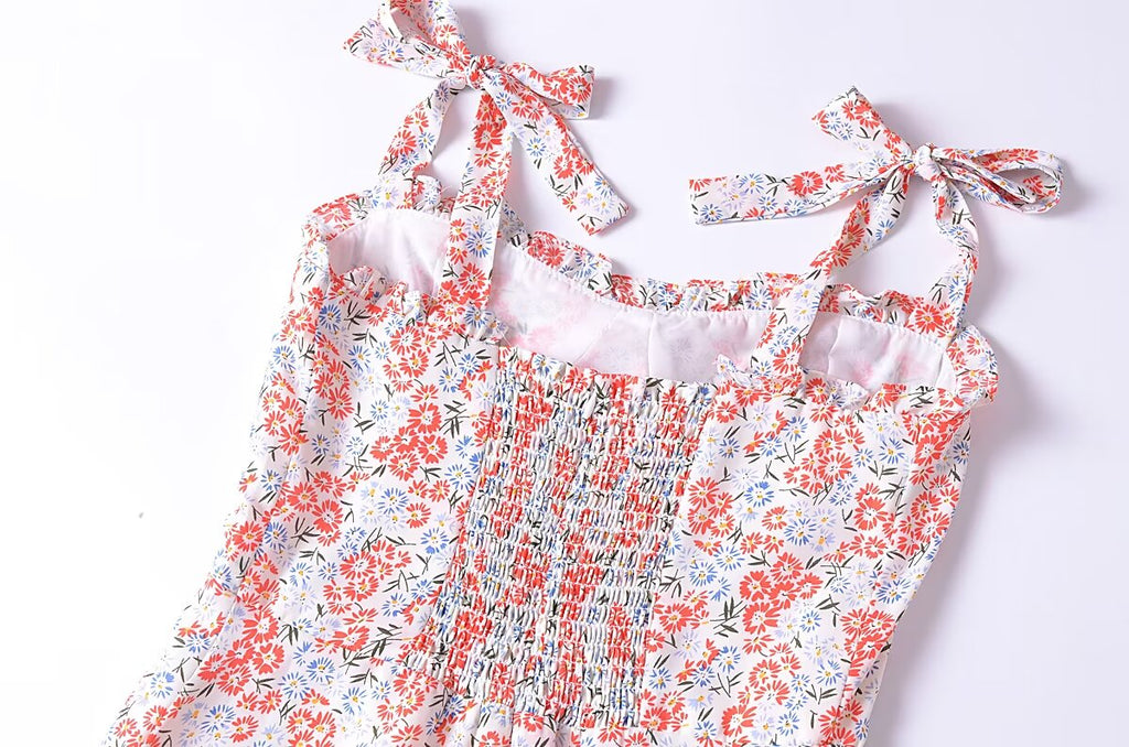 Women's Women Clothing French Small Floral Print Slim Slimming Large Cami Dress