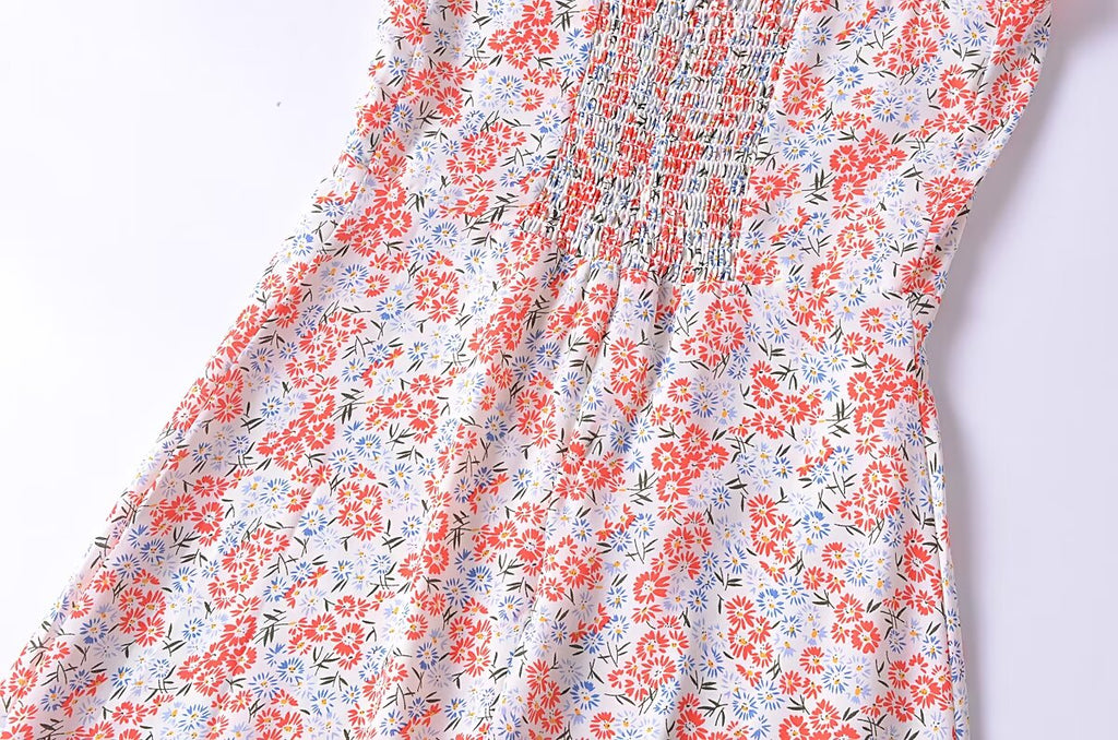 Women's Women Clothing French Small Floral Print Slim Slimming Large Cami Dress