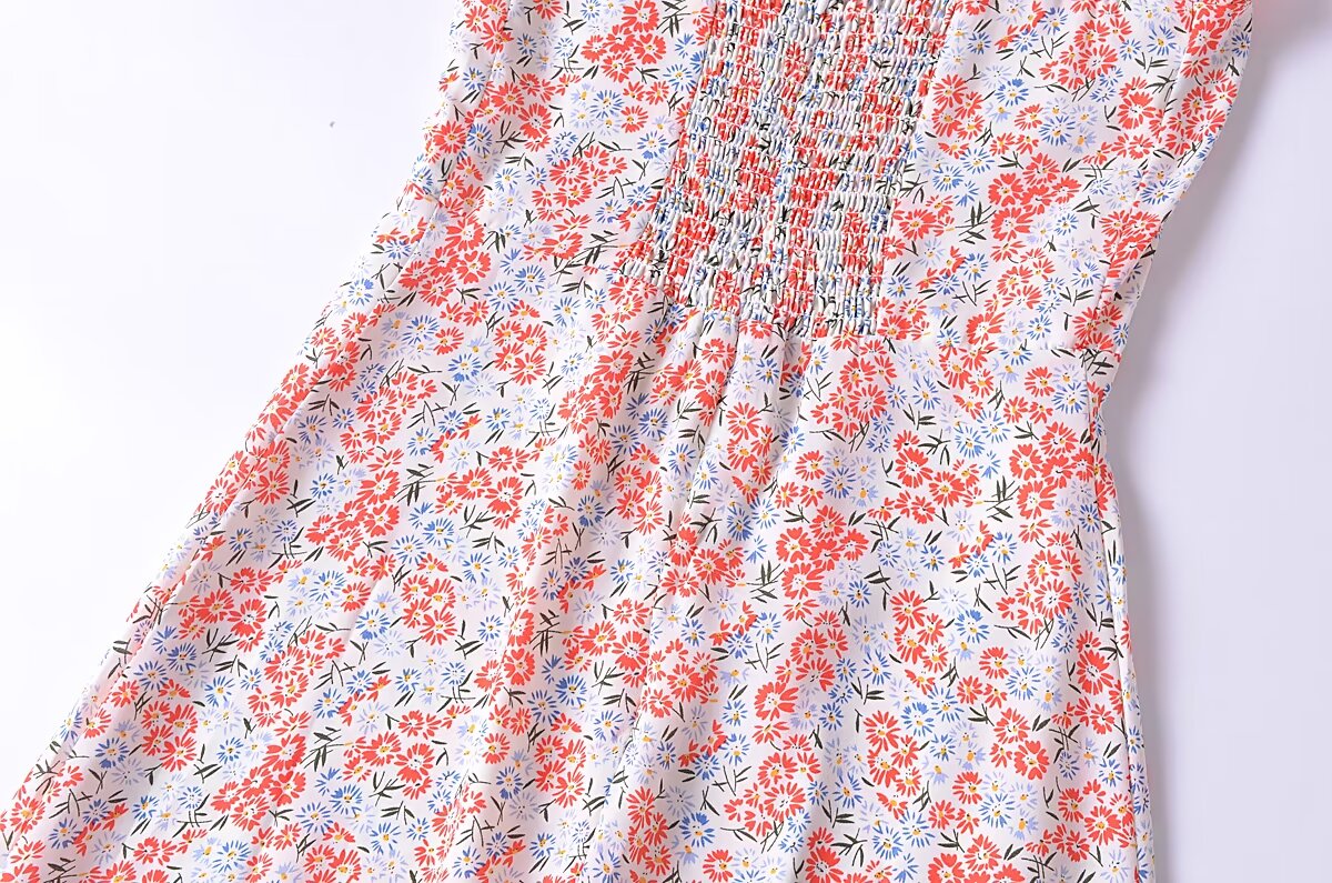 Women's Women Clothing French Small Floral Print Slim Slimming Large Cami Dress