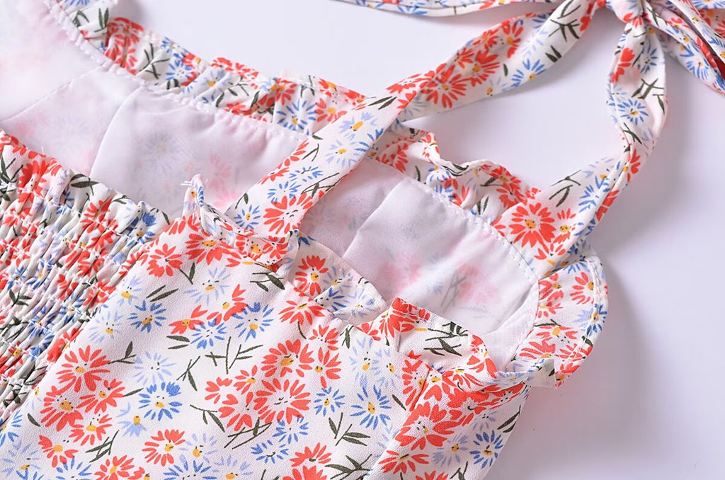 Women's Women Clothing French Small Floral Print Slim Slimming Large Cami Dress