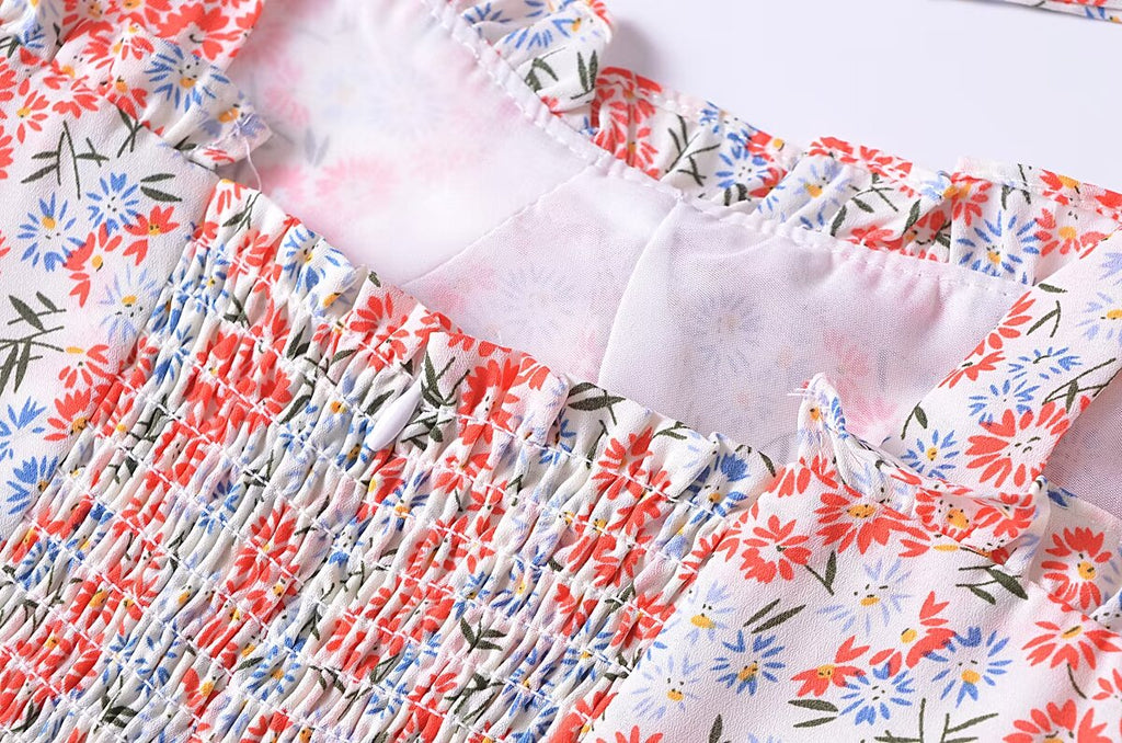Women's Women Clothing French Small Floral Print Slim Slimming Large Cami Dress