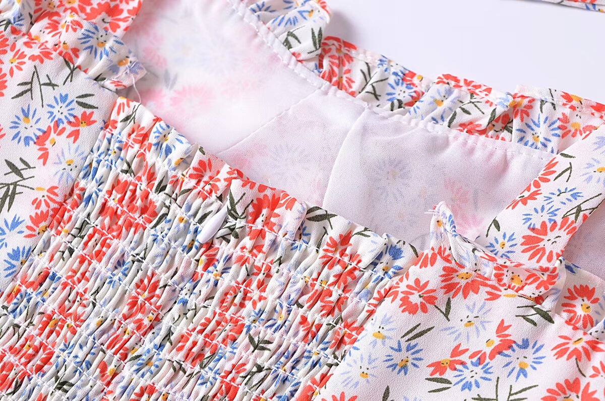 Women's Women Clothing French Small Floral Print Slim Slimming Large Cami Dress
