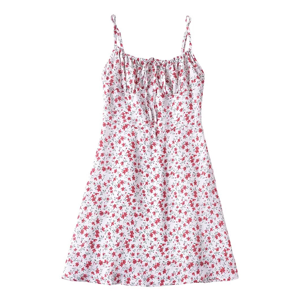 Summer French Vintage Small Floral Slimming Printed Waist