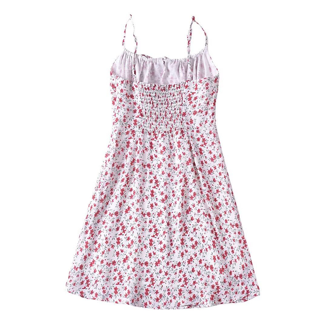 Summer French Vintage Small Floral Slimming Printed Waist
