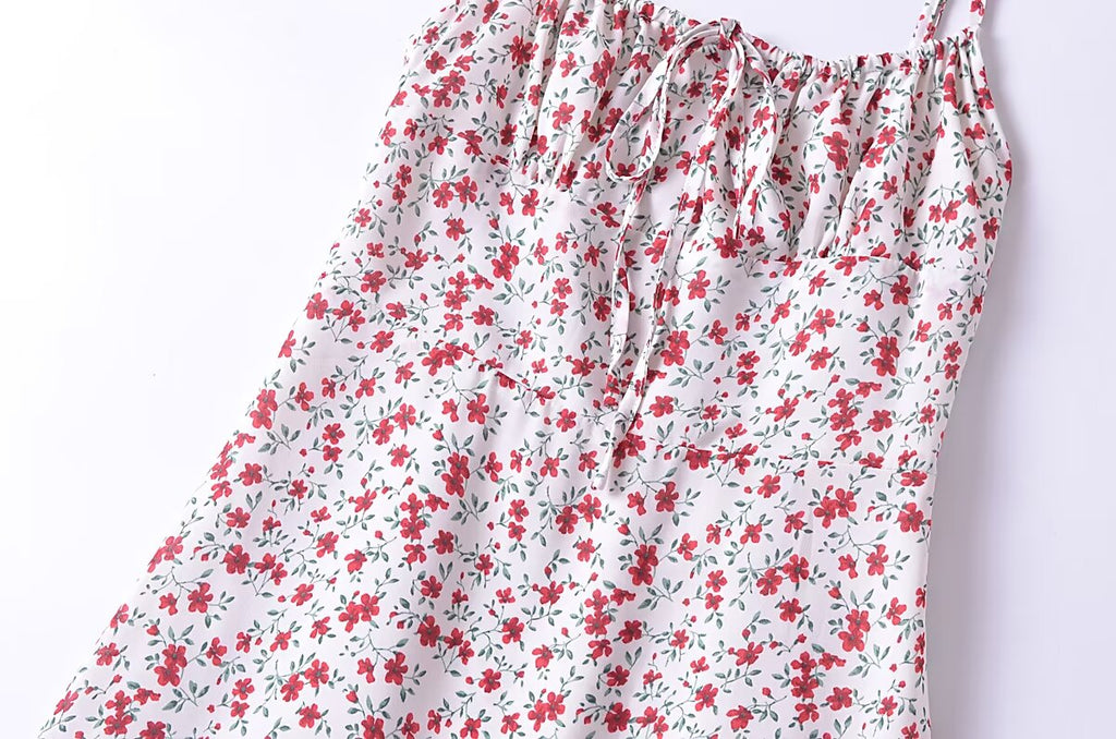 Summer French Vintage Small Floral Slimming Printed Waist