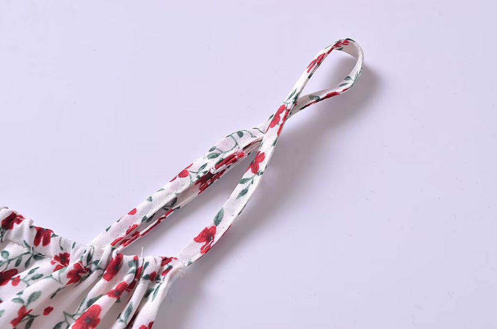Summer French Vintage Small Floral Slimming Printed Waist