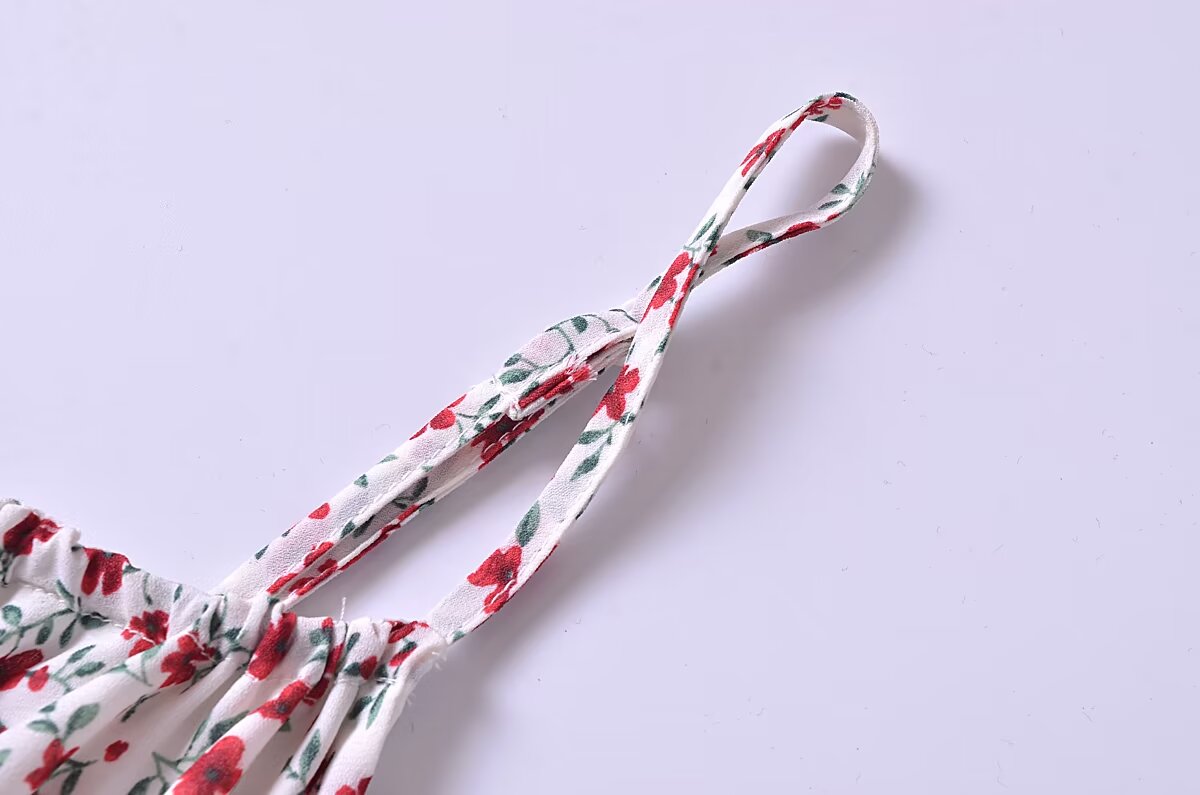 Summer French Vintage Small Floral Slimming Printed Waist