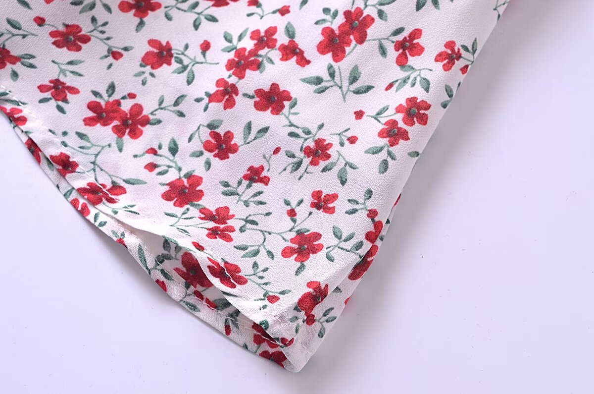 Summer French Vintage Small Floral Slimming Printed Waist