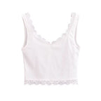 Women's Pure Lace Flounce Trim Top and Skirt Two-Piece Set