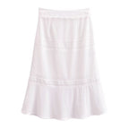 Women's Pure Lace Flounce Trim Top and Skirt Two-Piece Set