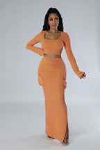 Women's High-Waisted Split Two-Piece Dress Set