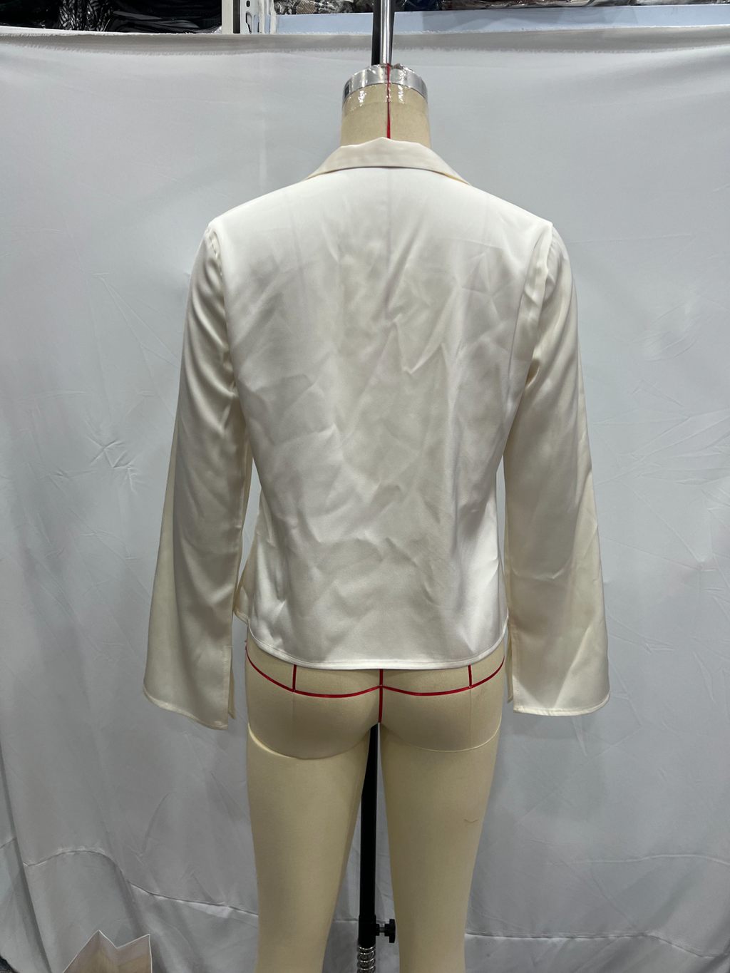 Women's Spring Women Loose Bow Silk Satin Textured Shirt