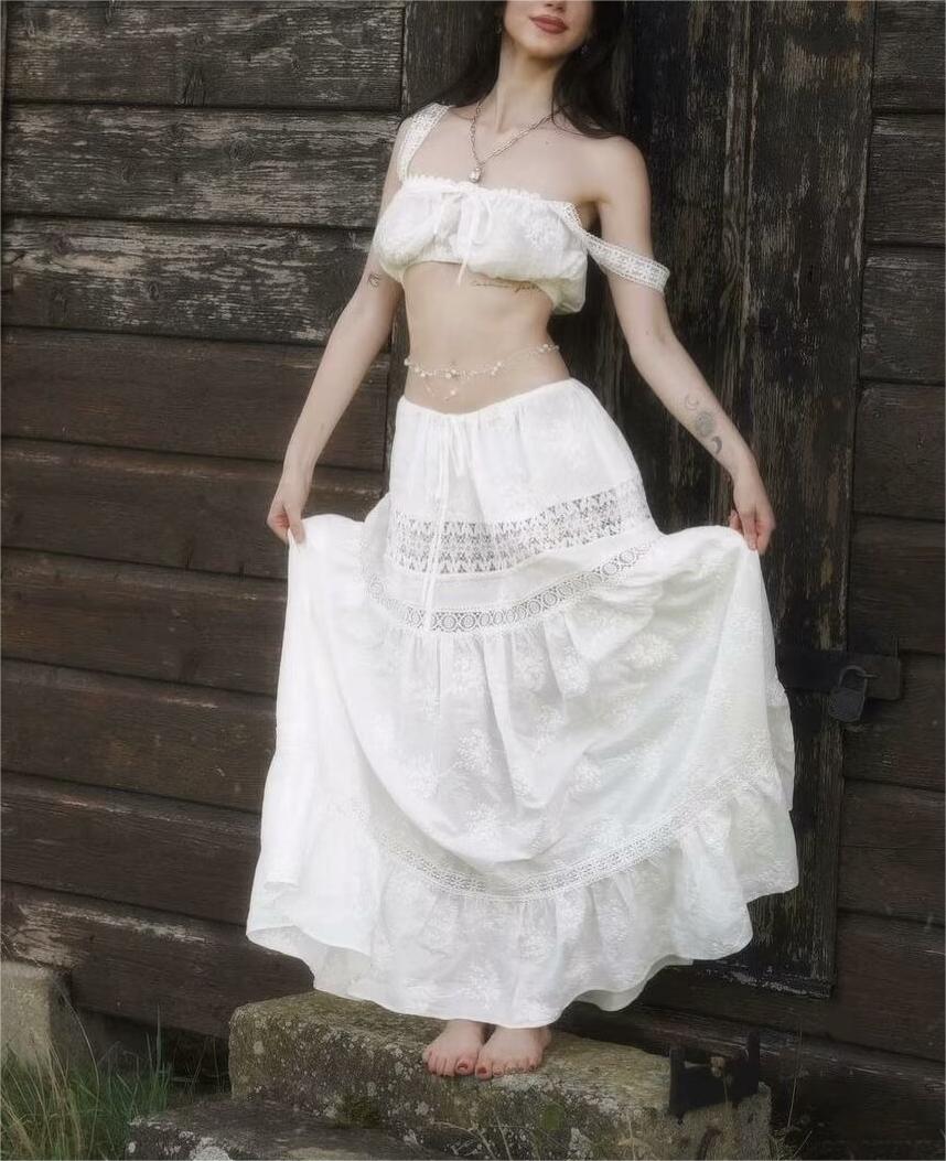 Women's Lace Camisole and A-Line Skirt Set
