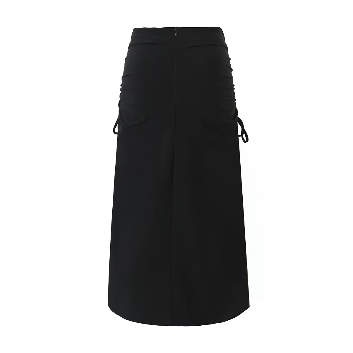 Spring Drawstring Ruffle Slit High Waist Tight Hip Skirt